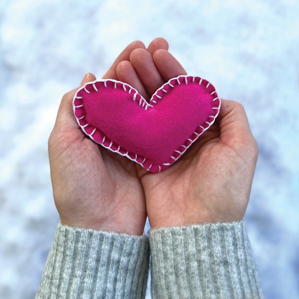 DIY hand warmers in the shape of a heart