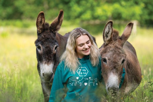 Esme with her donkeys.