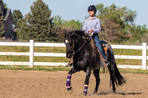 An IEA rider lopes her horse