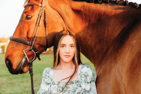 Juliette Douros Hawk and her horse.