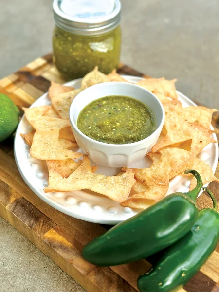 Horse-shaped chips and salsa.