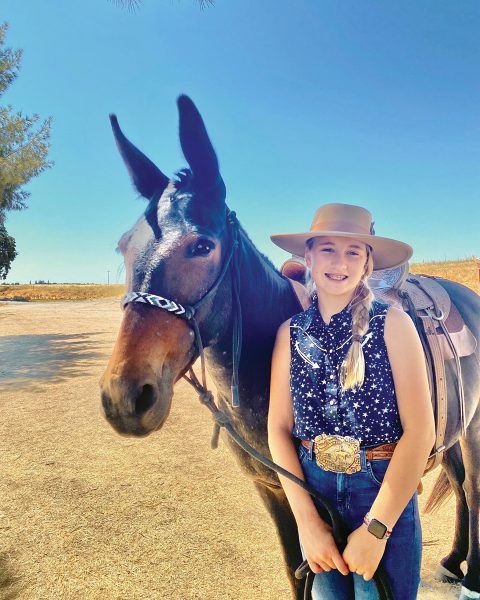 Maysie and her mule, Tina.