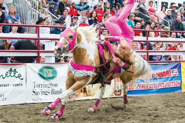 Trick riding at a rodeo