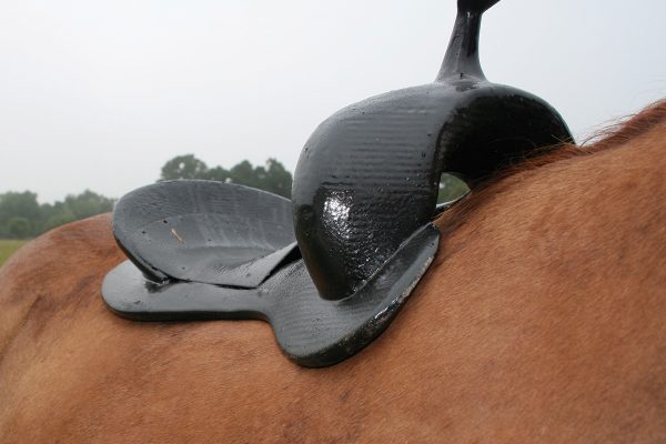 A saddle tree of a western saddle.