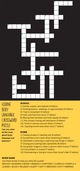 A horse body language crossword.