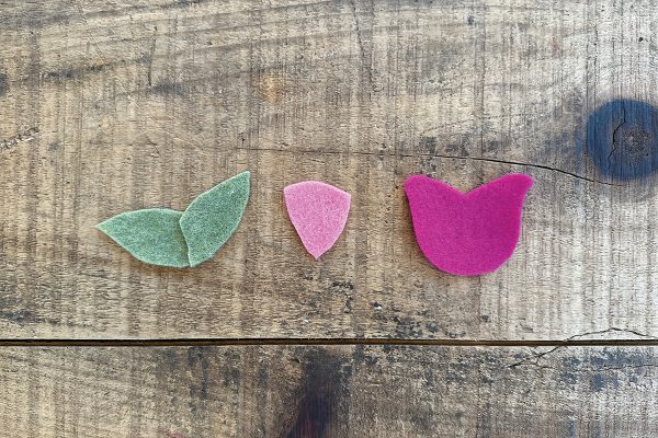 Flower petals cut out from felt.