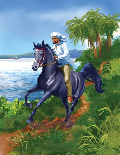 A grown Femi riding the Egyptian stallion.