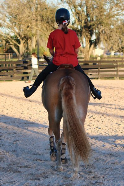 A young rider on a slow pony.
