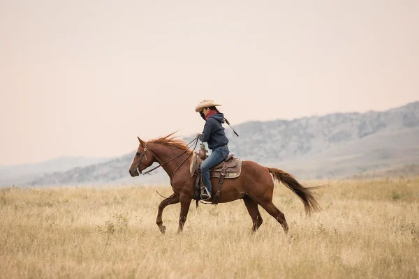 A cowgirl logging her riding hours for the American Ranch Horse Association.