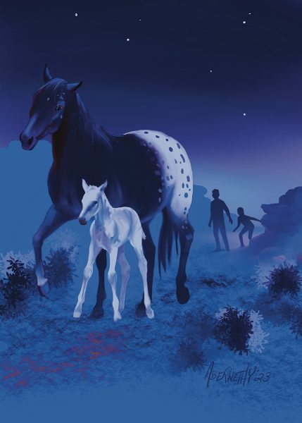 Amber and her dad follow the mare and foal in the night.