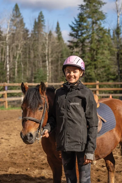 Scarlett and Pancake, a Welsh-cross mare she will start riding for mounted games.