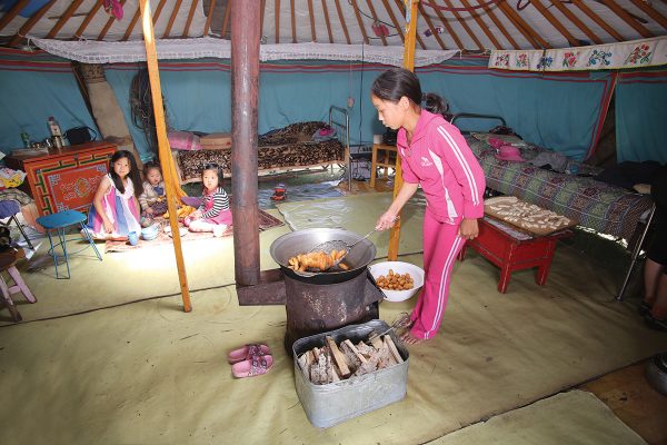 A family in their yurt