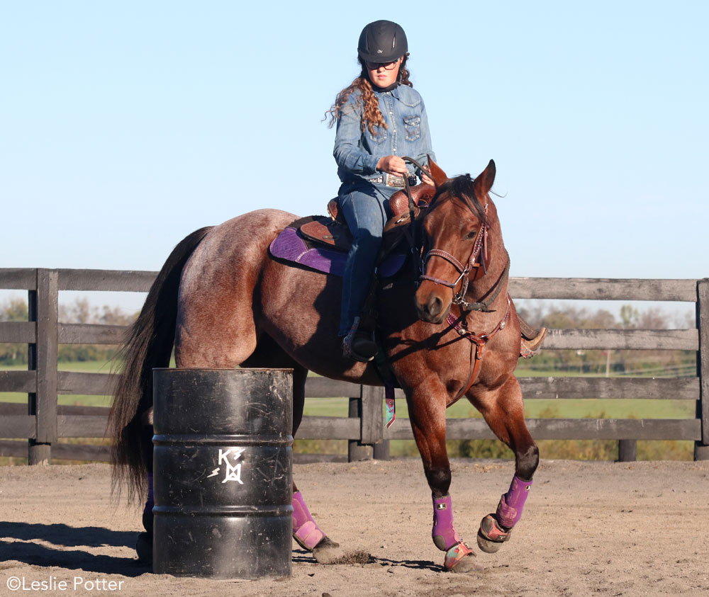 Practing barrel turns at slow speed