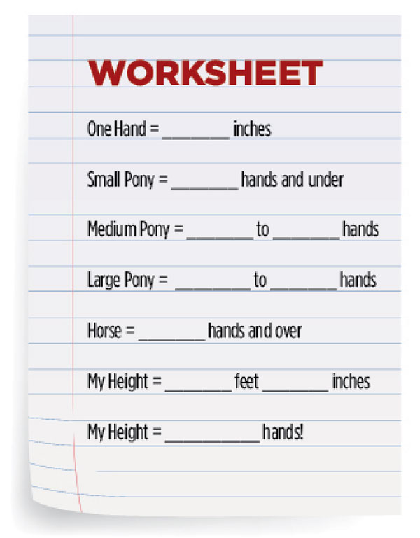 Horse height measuring worksheet