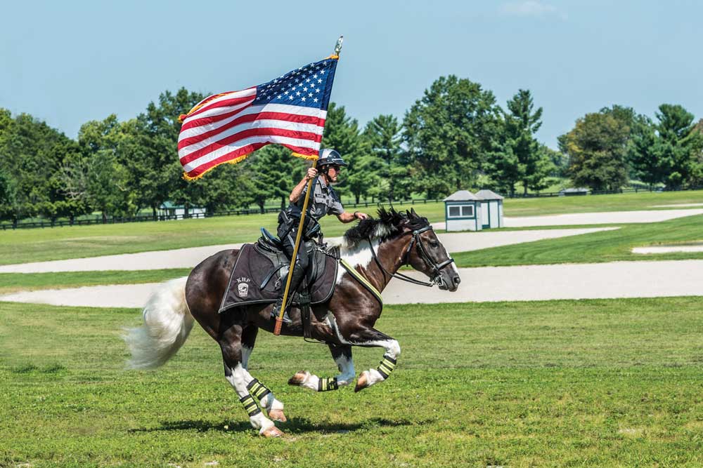 Police horse Oliver with Capt. Lisa Rakes at the Kentucky Horse Park