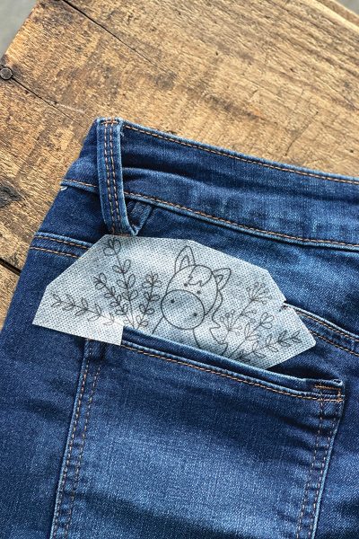 A cutout design being prepped for a pair of pants