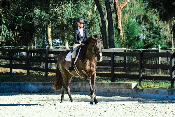 Eden is keeping Picasso balanced during the exercise to find the center of the ground pole.
