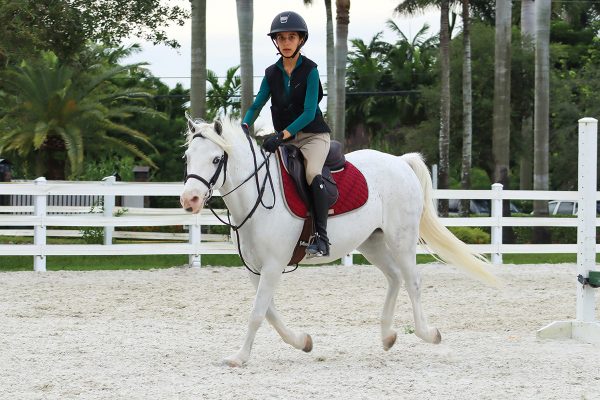 A young rider on her pony