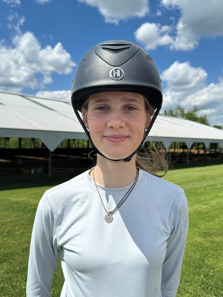 An example of the perfect riding helmet fit.