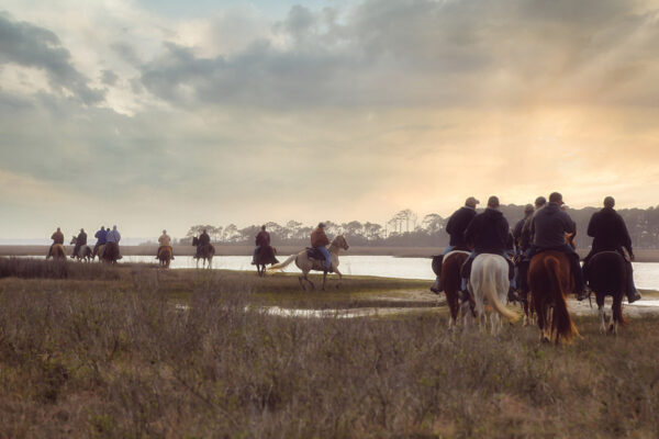 Riders preparing for a roundup