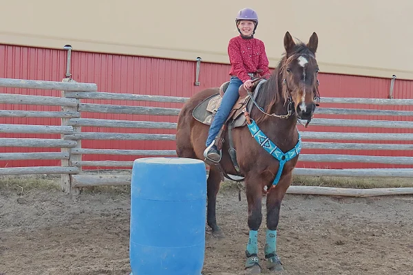 The models for these exercises, Rosie and her horse, Honky.