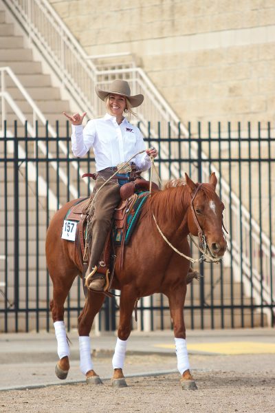 A member of the West Texas A&M ranch horse team.