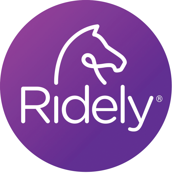 The logo for Ridely, a popular riding app for horsey people.