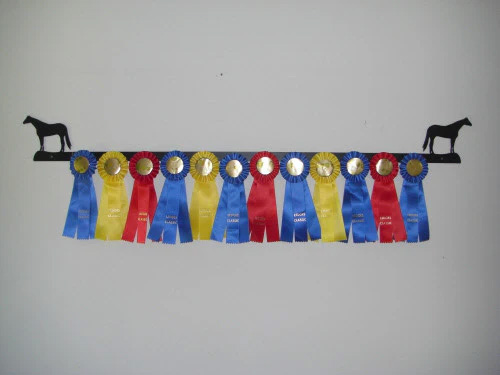 A wall display for show ribbons.