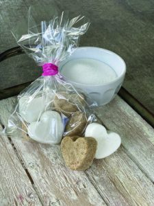 Package of heart-shaped horse sugar cubes.