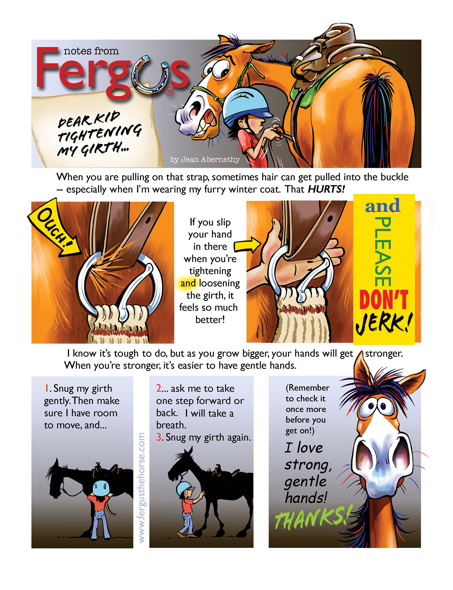 The graphic story of Notes from Fergus: Dear Kid Tightening My Girth.