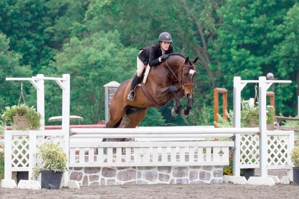 Author Sarah Maslin Nir competing in a hunter class