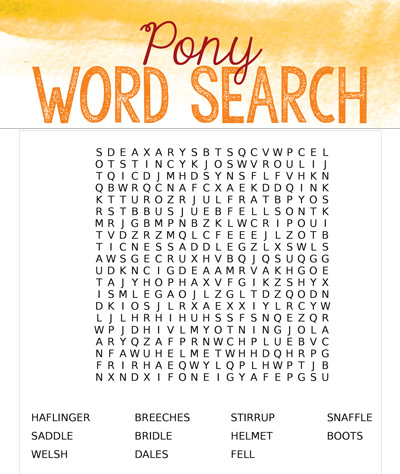 Pony Word Search